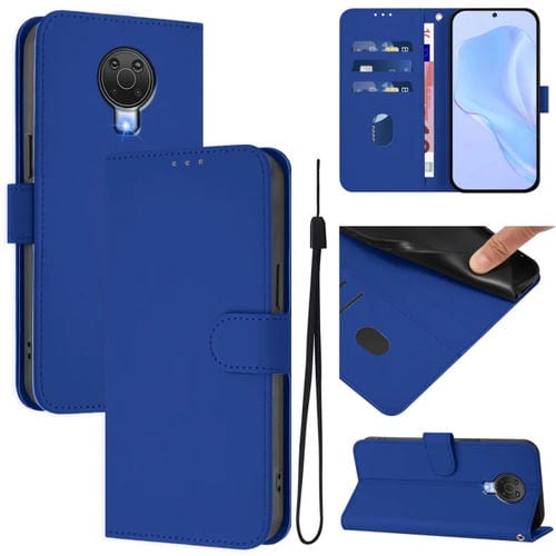 Funda de Piel Sintética con Cordón para Nokia 6.3/G20/G10 (Azul Oscuro)