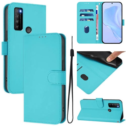 Funda de Piel Sintética con Cordón para TCL 30Xl (2022) (Azul Lago)