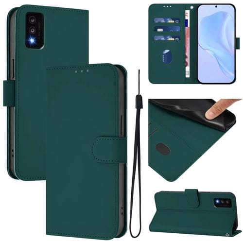 Funda de Piel Sintética con Cordón para TCL 30T (Verde Oscuro)