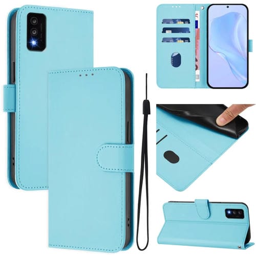 Funda de Piel Sintética con Cordón para Teléfono TCL 30T (Azul Cielo)