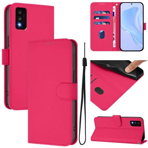 Funda de Piel Sintética para TCL 30T con Cordón (Rosa y Rojo)