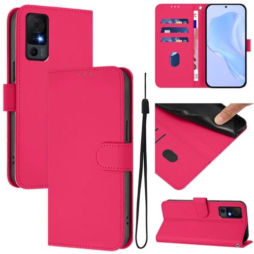 Funda de Piel Sintética con Cordón para Teléfono TCL 40 XL/40 T T608Dl (Rosa)