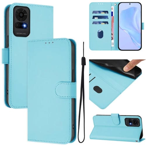 Funda de Piel con Cordón para Teléfono TCL 50 Le Skin Feel (Azul Cielo)