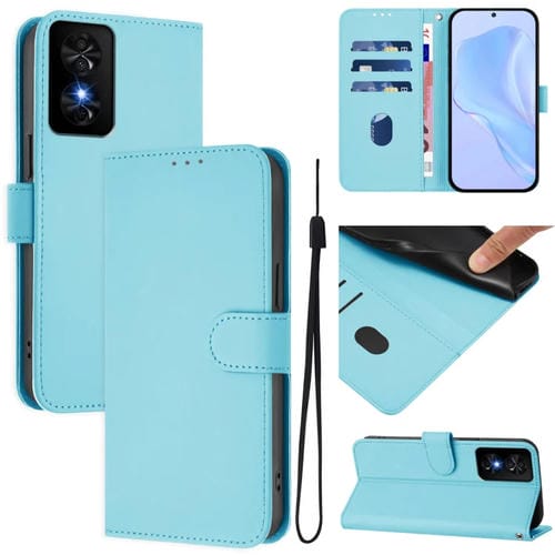 Funda de Piel con Cordón para Teléfono TCL 50 Se con Acabado Mate (Azul Cielo)