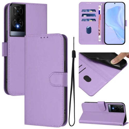 Funda de Piel con Cordón para TCL 50 Xe Tacto Piel (Morado Lavanda)