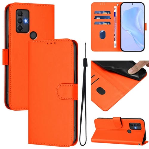 Funda de Piel Sintética con Cordón para Teléfono TCL 305/306/30 Se Al02 (Naranja)
