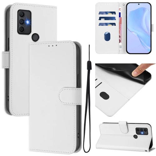 Funda de Piel Sintética para TCL 305/306/30 Se Al02 con Cordón (Blanco)