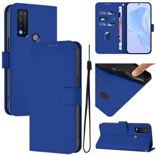 Funda de Piel Sintética con Cordón para TCL 20 R 5G (Azul Oscuro)