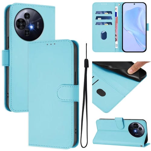 Funda de Cuero Nxtpaper para TCL 50 Pro con Textura de Piel y Cordón (Azul Cielo)