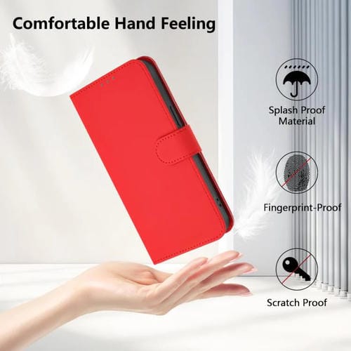 Funda de cuero con textura de piel y cordón para Infinix Smart 10 4G (rojo)