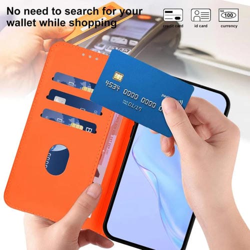 Funda de cuero con textura de piel y cordón para Infinix Smart 10 4G (naranja)