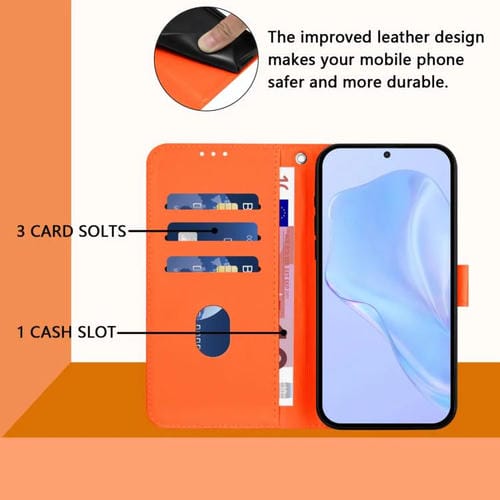 Funda de cuero con textura de piel y cordón para Infinix Smart 10 4G (naranja)
