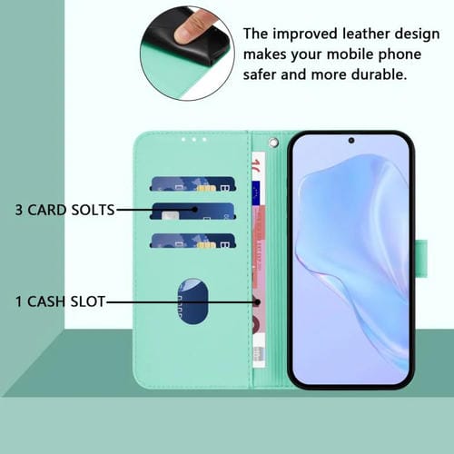 Funda de cuero con textura de piel y cordón para Infinix Smart 10 4G (verde menta)