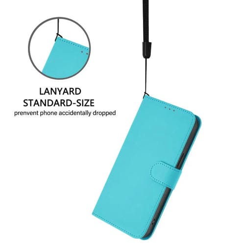 Funda de cuero con textura de piel y cordón para Infinix Smart 10 4G (azul lago)