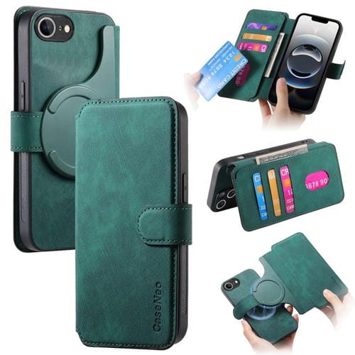 Funda para iPhone 16E Neo Magsafe Rfid Antirrobo de Cuero Retro (Verde)