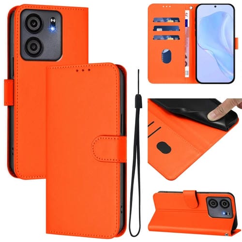 Funda de Cuero con Cordón para Teléfono Blu View 5 Skin Feel (Naranja)
