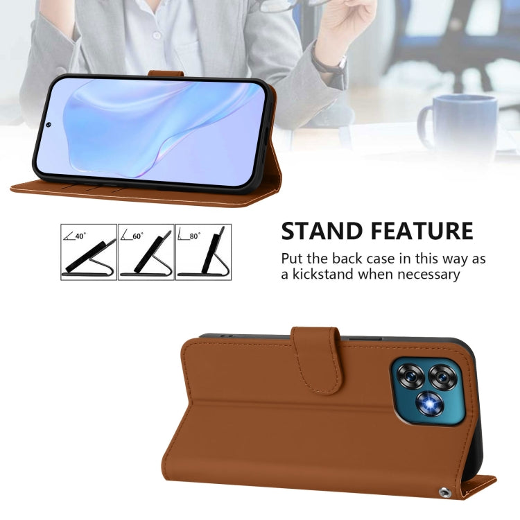Funda de Piel Sintética con Cordón para Teléfono Oukitel C53 (Marrón)