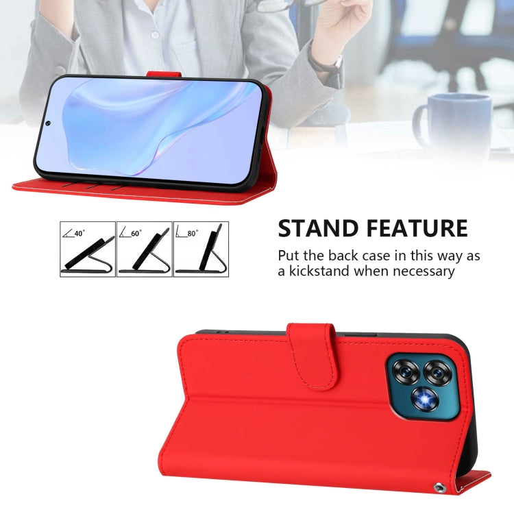 Funda de Piel Sintética con Cordón para Teléfono Oukitel C53 (Rojo)
