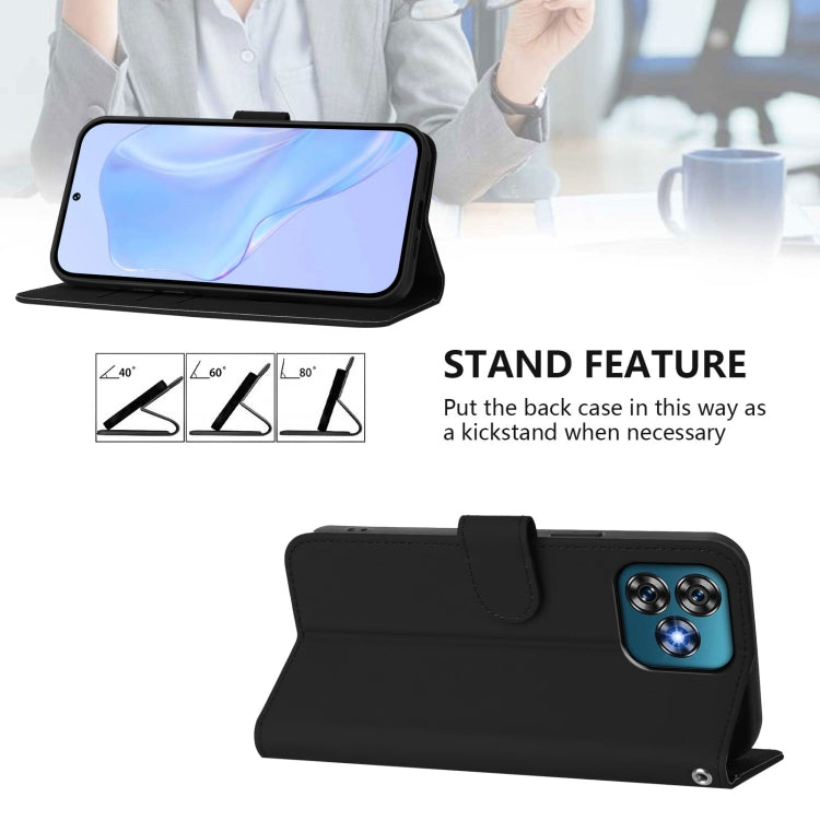 Funda de Piel Sintética con Cordón para Teléfono Oukitel C53 (Negro)