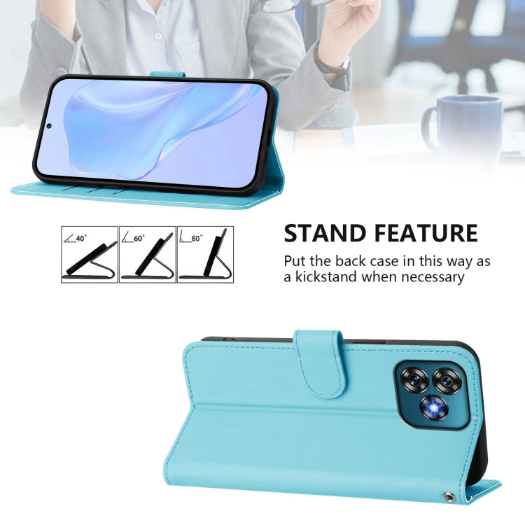 Funda de Piel Sintética con Cordón para Teléfono Oukitel C53 (Azul Cielo)