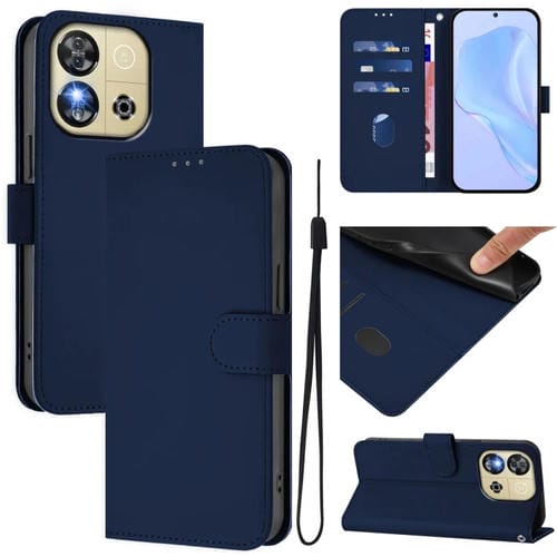 Funda Piel Sintética con Cordón para Oukitel C57S (Azul Marino)