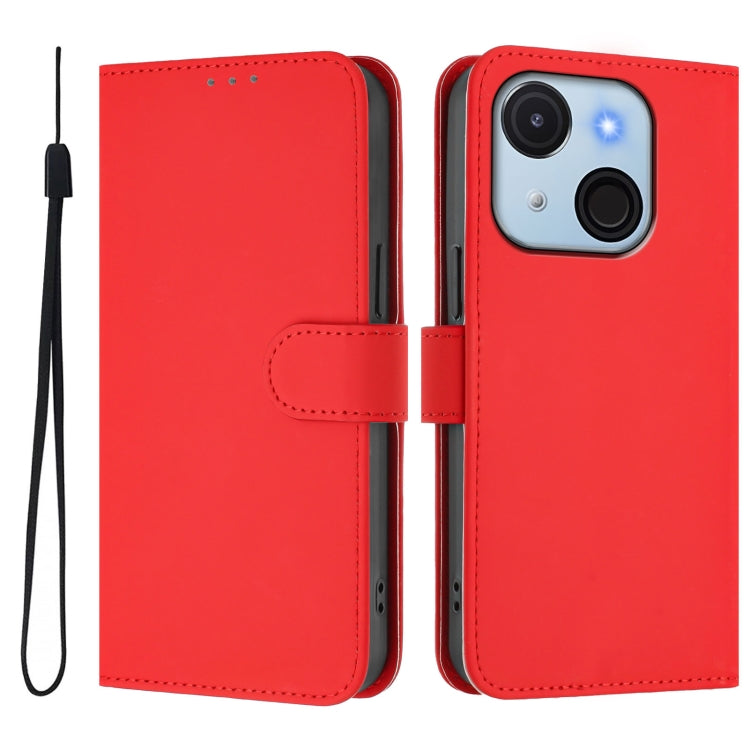 Funda de Piel Sintética con Cordón para Teléfono Itel A50C (Rojo)