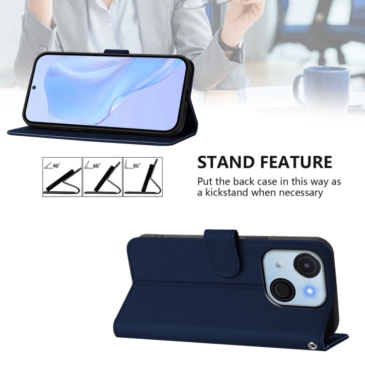 Funda de Piel Sintética con Cordón para Teléfono Itel A50C (Azul Marino)