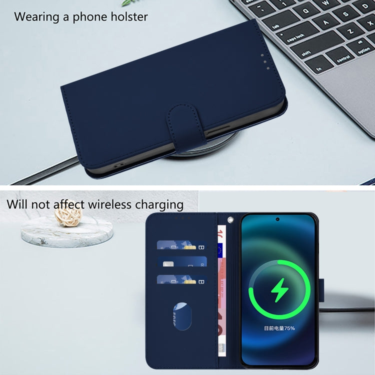 Funda de Piel Sintética con Cordón para Teléfono Itel A50C (Azul Marino)