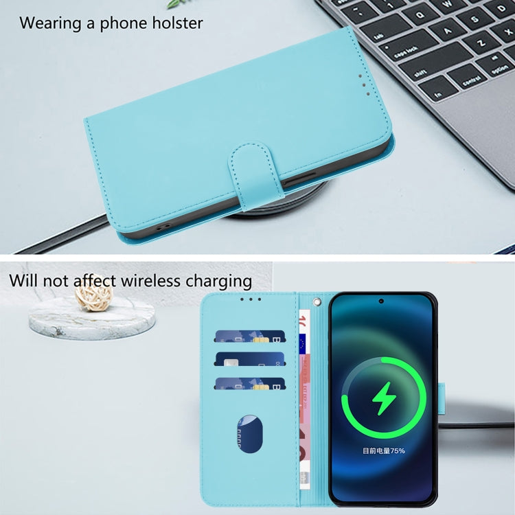 Funda de Piel Sintética con Cordón para Teléfono Itel A50C (Azul Cielo)