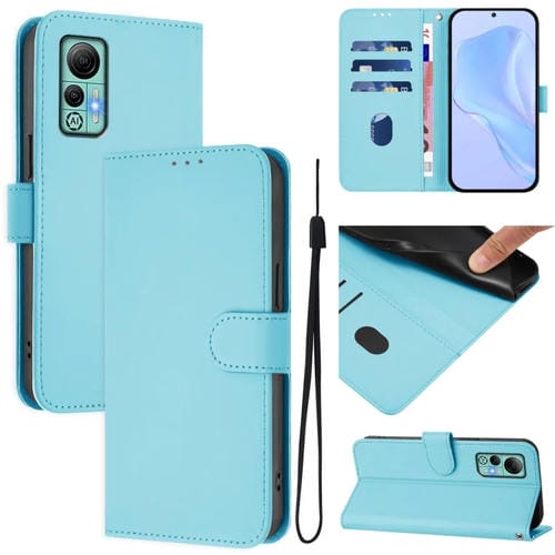 Funda de Piel con Cordón para Ulefone Note 14 con Tacto de Piel (Azul Cielo)