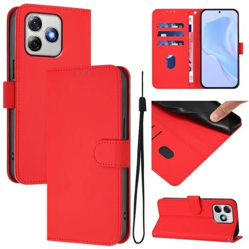 Funda de Piel Sintética para Ulefone Note 18 Ultra con Cordón (Rojo)