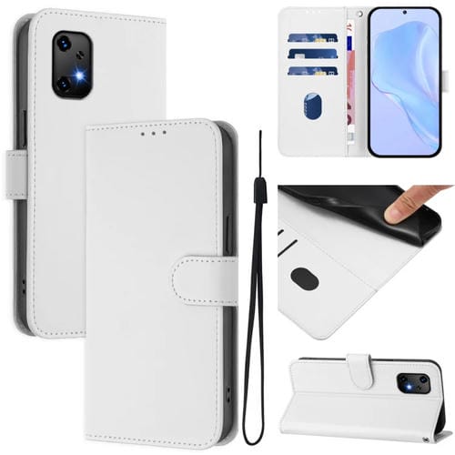 Funda de Piel Sintética con Cordón para Umidigi Bison X20 (Blanco)