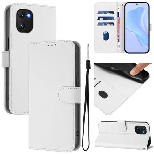 Funda de Piel Sintética con Cordón para Teléfono Umidigi Power 7/7S (Blanco)