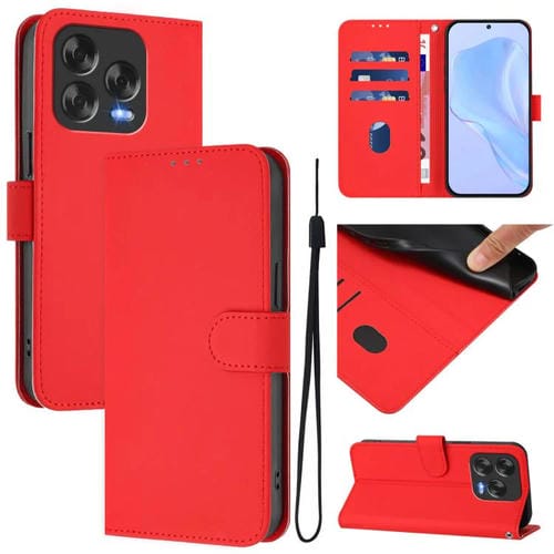 Funda de Piel Sintética para ZTE Blade V70 con Cordón (Rojo)