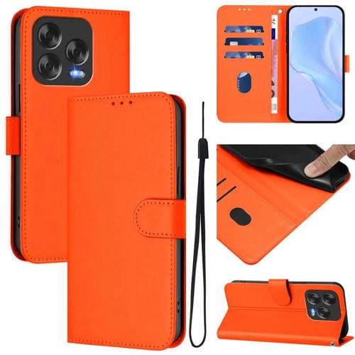 Funda Piel Sintética ZTE Blade V70 Diseño Liso con Cordón (Naranja)