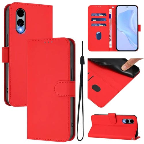 Funda de Piel Sintética con Cordón para Fujitsu Arrows We2/F-52E (Rojo)