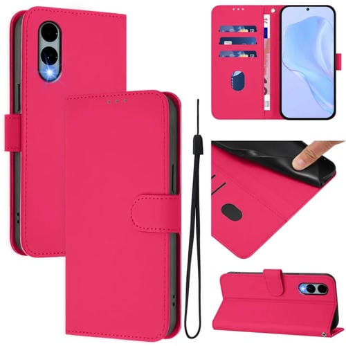 Funda de Piel Sintética con Cordón para Teléfono Fujitsu Arrows We2/F-52E (Rosa)