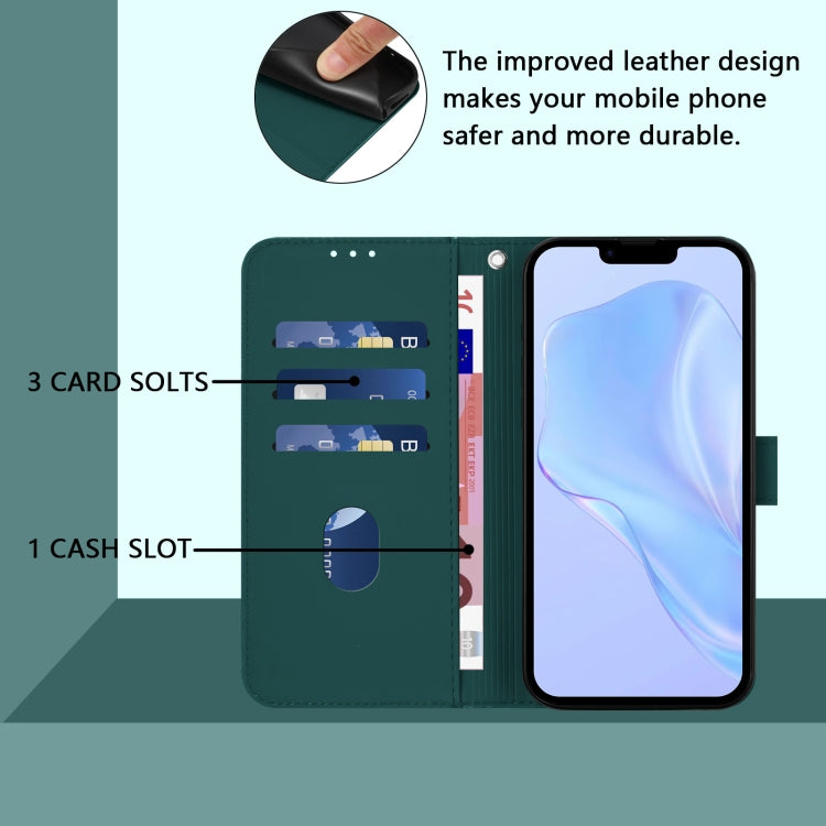 Funda de Piel para iPhone 16E con Cordón (Verde Oscuro)