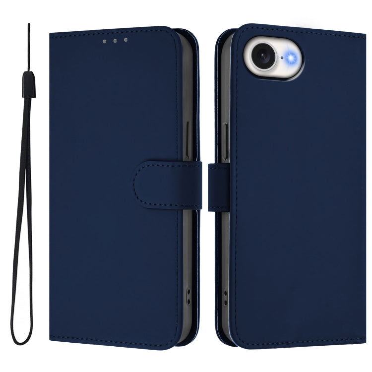 Funda de Piel para iPhone 16E con Cordón (Azul Marino)