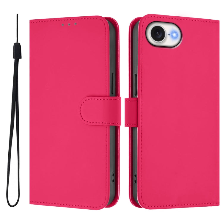 Funda de Piel para iPhone 16E con Cordón Tacto Suave (Rosa y Rojo)