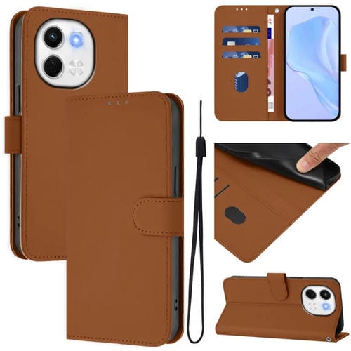 Funda de Cuero con Textura de Piel y Cordón para Tecno Spark 30 5G y Pova 6 Neo 5G (Marrón)
