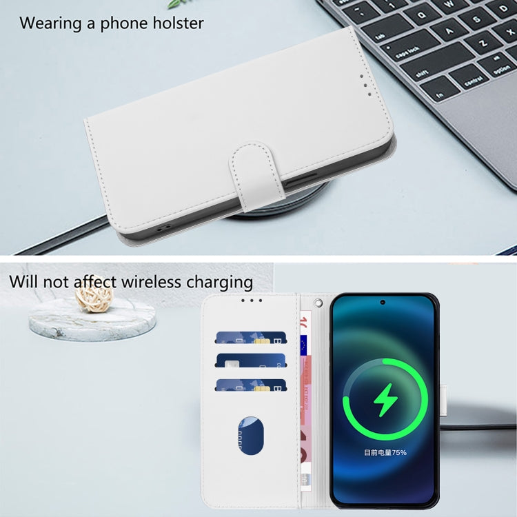 Funda Piel Sintética con Cordón para Tecno Spark 30C 5G y Pop 9 5G (Blanco)