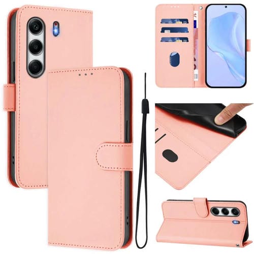 Funda de Piel Sintética con Cordón para Tecno Camon 40 Pro 4G (Rosa)