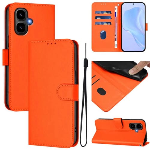 Funda de piel con cordón para Tecno Pop 10, color liso y tacto suave (naranja)