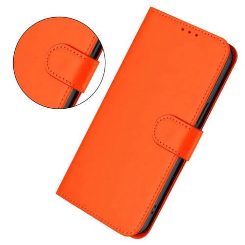 Funda de piel con cordón para Tecno Pop 10, color liso y tacto suave (naranja)