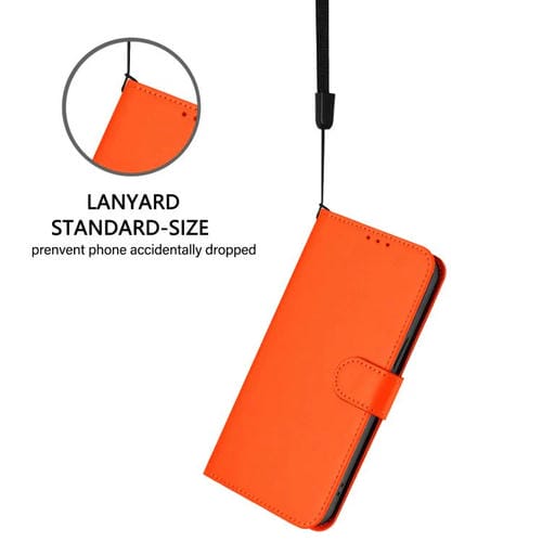 Funda de piel con cordón para Tecno Pop 10, color liso y tacto suave (naranja)