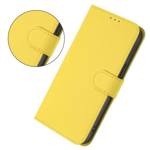 Funda de piel con textura de color liso y cordón para Tecno Pop 10 (amarillo limón)