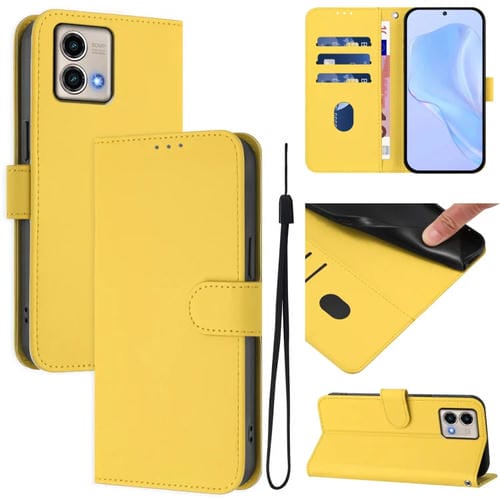 Funda de Piel Sintética con Cordón para Motorola Moto G Stylus 5G (2023) (Amarillo Limón)
