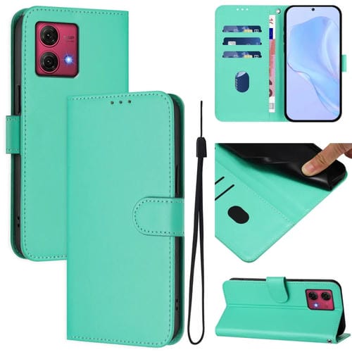 Funda Piel Sintética con Cordón para Motorola Moto G84 5G con Tacto de Piel (Verde)