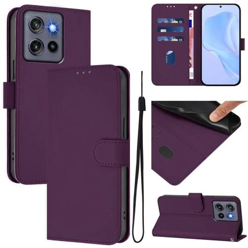 Funda de Piel Sintética con Cordón para Motorola Moto G Stylus 5G (2025) (Violeta)